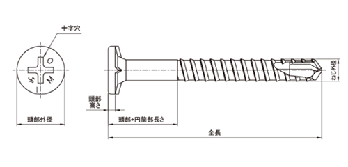 鉄 モックス 木造用耐震補強用ねじ(JPF) 製品図面
