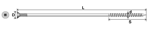 パネリードDP (木造構造用ビス)皿頭リブ(No.3 四角ビット) 製品図面