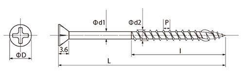 鉄(+)タピックス スリム(硬質材用)(八尾製鋲) 製品図面