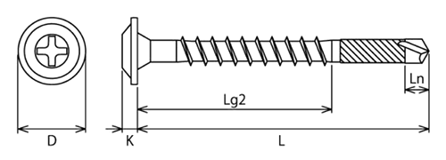 鉄(+)スレート瓦スクリュー(SKS)(平板スレート瓦+木下地)(サンコーテクノ) 製品図面