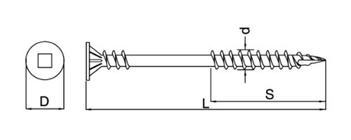 鉄 エコパネルビス (四角穴ビット付)(外張り断熱工法/垂木留め用) 製品図面