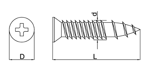鉄(+) ランナー用ワンタッチビス 薄板用 (先端トガリタイプ) 製品図面