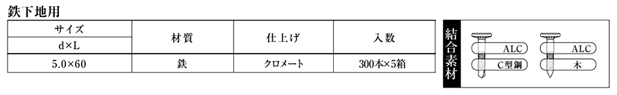 鉄 ALC用ビス (鉄下地用)(スクエアーリセス/四角穴付) 製品規格