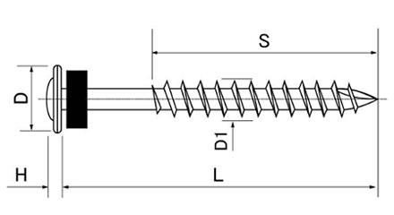 ステンレス SUSXM7(+) 瓦用パワービス(足割れ加工/ オレフィン系パッキン付き) 製品図面