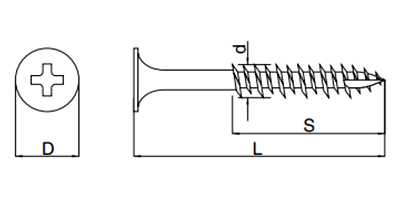 ステンレス SUSXM7(+) ノーリツネジ 皿頭(高低、先割れ) (一般金物用) 製品図面