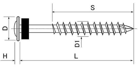 ステンレス SUS410(+) 瓦用パワービス(足割れ加工/ オレフィン系パッキン付き) 製品図面