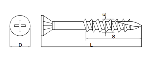 ステンレスSUS410(+) ライトビス (スリムタイプ/コーススレッド)(半ねじ) 製品図面