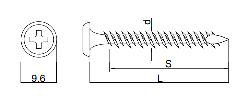 ステンレス SUS410(+) 樋受ビス (アンカー穴用)(シルバー塗装ブラック) 製品図面