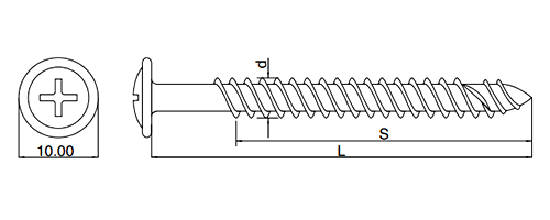 ステンレス SUS410(+) 瓦ビス(シンワッシャー頭) 製品図面