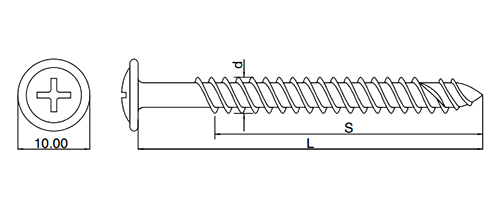 ステンレス SUS410(+) 瓦ビス(シンワッシャー頭)(シリコンパッキン付) 製品図面