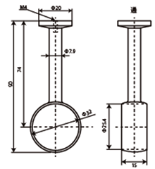 フジテック ダイキャスト 丸型ハンガーパイプ用 吊下ブラケット(通り用) 製品図面