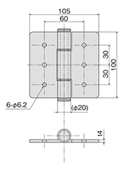 鉄 重量用平蝶番 (F-46)(ホシモト品) 製品図面