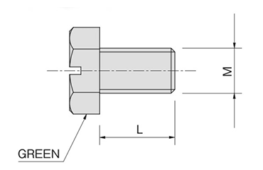 鉄 六角頭 (+)グリーンボルト(アース用ねじ)(BGS)(RoHS品)(ホシモト) 製品図面