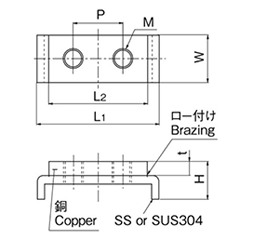 鉄 アース端子 スズメッキ (L-34-1)(ホシモト) 製品図面