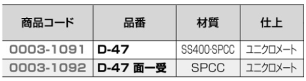 クマモト 鉄 横掛金 (D-47) 製品規格
