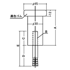 クマモト 棒型戸当(亜鉛ダイカスト/サチライトクローム) D-800MA 製品図面