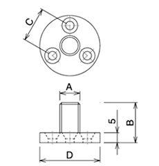 クマモト 木部用丸座 (亜鉛ダイカスト/サチライトクローム)(D-801W-M10) 製品図面