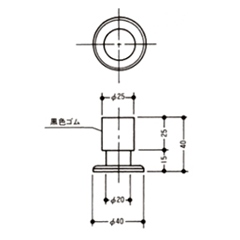 クマモト 棒型戸当(亜鉛ダイカスト/サチライトクローム) D-600 製品図面