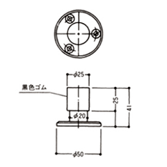 クマモト 棒型戸当(ビス止め)(亜鉛ダイカスト/サチライトクローム) D-600W 製品図面