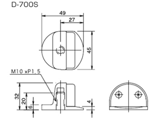 クマモト ダイカスト戸当(亜鉛ダイカスト/サチライトクローム) D-700S 製品図面