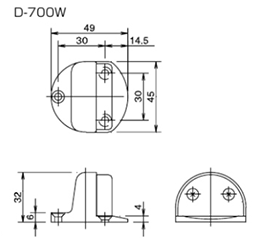 クマモト ダイカスト戸当(ビス止め)(亜鉛ダイカスト/サチライトクローム) D-700W 製品図面