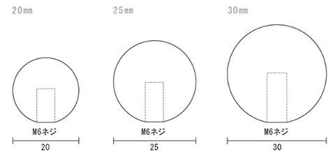 黄銅 球ナット(球形) 化粧ナット 25号 M6 (吉田金物) 製品図面