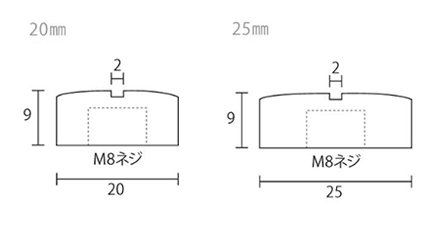 黄銅 化粧ナット 818号 M8 (丸平頭)(頭高9mm)(スリ割り付き/ 側面ローレット無し)(吉田金物) 製品図面
