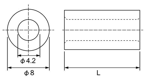 黄銅 ポイントビス用スペーサー(金環)巻きパイプ形状品 製品図面