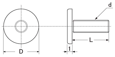 黄銅 デコレート装飾平小ねじ 頭部径φ12-M4 (ローレット無/低頭タイプ) 製品図面
