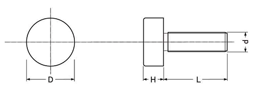 黄銅 装飾平小ねじフラット 頭部径φ16-H5 (ローレット無) 製品図面
