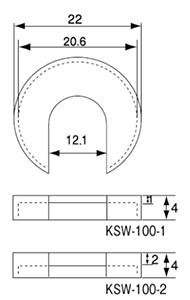 クマモト SUS303 お手軽丁番スペーサー ワッシャ君 (高さ調整用)(KSW) 製品図面