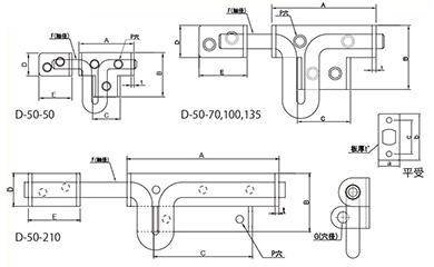 ステンレス クマモト Wラッチ (D-50) 製品図面