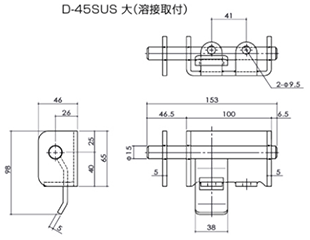 ステンレス クマモト W貫抜 (大)(D-45) 製品図面