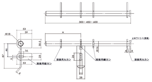 ステンレス クマモト 丸棒貫抜 D-34(溶接用) 製品図面