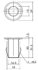 クマモト ステンレス 落し受・小中 (抜け止め用アンカー付)(D-69) 製品図面