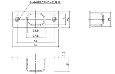 クマモト ステンレス 落し受 上部受 (D-52) 製品図面