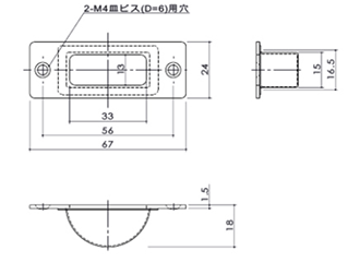 クマモト ステンレス 落し受 下部受 (D-66) 製品図面