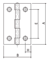 ステンレス SUS430 中厚丁番 (ST999)ヘアーライン仕上げ(クマモト) 製品図面