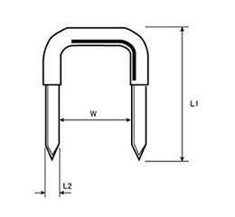 鉄 フロアーステープルT線 (MAXタイプ)(セントラルファスナー製) 製品図面