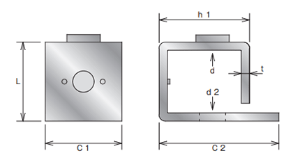 鉄 チャンネルクランプ型 (リップ溝形鋼専用クランプ 吊りボルトW3/8用) 製品図面