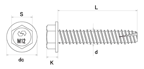 プレコンアンカーII プレキャストコンクリート用ビス 六角頭タイプ (PH) 製品図面