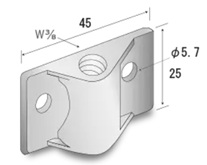 サワタ パワーエイド(薄板用)(亜鉛合金製)(W3/8・振れ止めボルト用金具) 製品図面