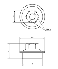 ステンレスハイセット(ミリネジ)(ナット、山座金、フェルトパッキン一体品) 製品図面