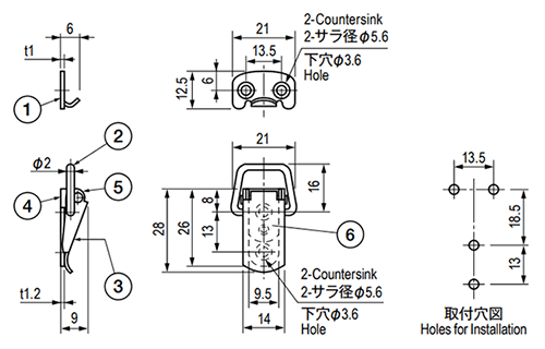 栃木屋 セミ型蓋止(中) TL-1 製品図面