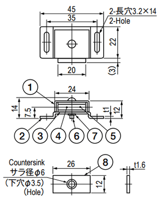 栃木屋 マグネットキャッチ TL-73S 製品図面