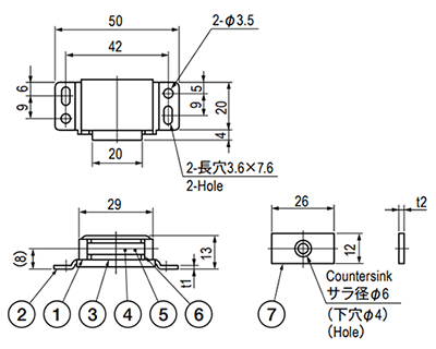 栃木屋 マグネットキャッチ TL-77S 製品図面