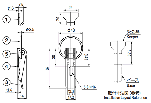 栃木屋 リングフック TL-83 製品図面