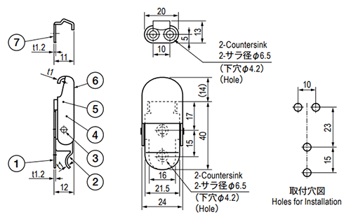 栃木屋 T型ファスナー4型 TL-97 製品図面
