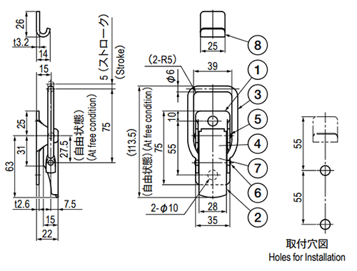 栃木屋 角型キャッチクリップII型 TL-111 製品図面