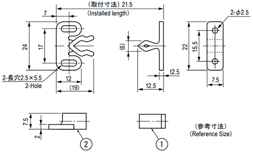 栃木屋 ジュラコンキャッチ(平付型) TL-118 製品図面